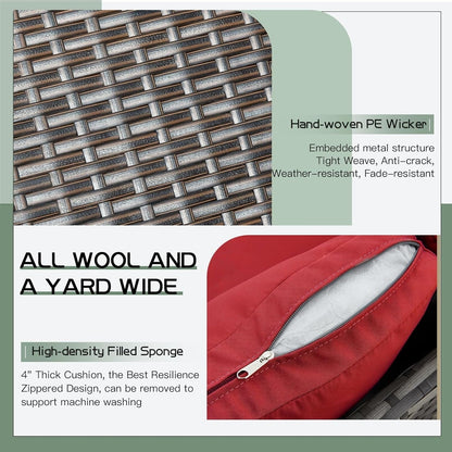 AECOJOY Set di mobili da giardino da 7 pezzi, divano componibile da esterno, set da conversazione in rattan