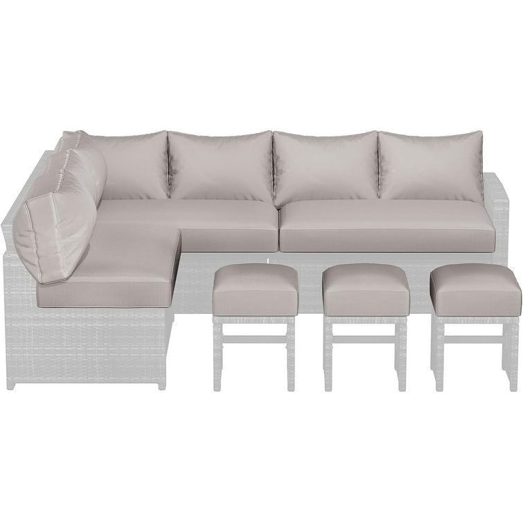 AECOJOY Set di mobili da giardino da 7 pezzi, divano componibile da esterno, set da conversazione in rattan