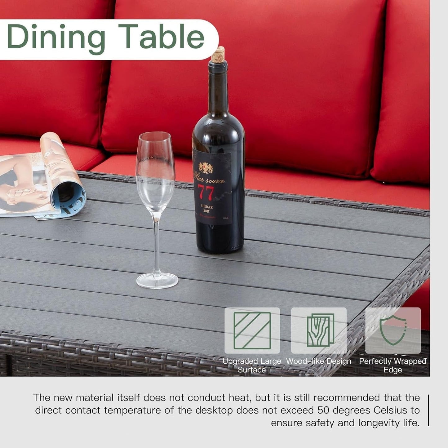 AECOJOY Set di mobili da giardino da 7 pezzi, divano componibile da esterno, set da conversazione in rattan