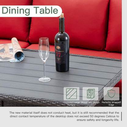 AECOJOY Set di mobili da giardino da 7 pezzi, divano componibile da esterno, set da conversazione in rattan