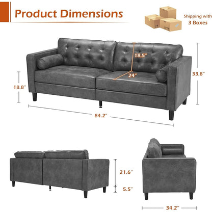Divano moderno di metà secolo AECOJOY 84.2 con 2 cuscini di supporto