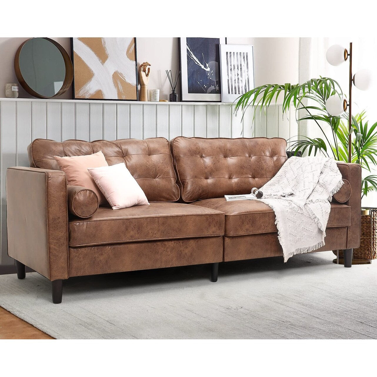 Divano moderno di metà secolo AECOJOY 84.2 con 2 cuscini di supporto