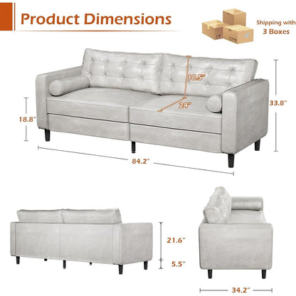 Divano moderno di metà secolo AECOJOY 84.2 con 2 cuscini di supporto