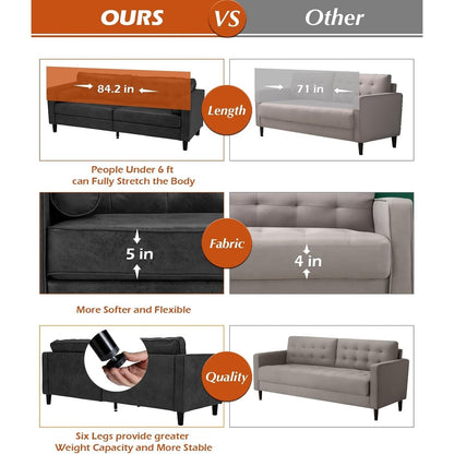 Divano moderno di metà secolo AECOJOY 84.2 con 2 cuscini di supporto