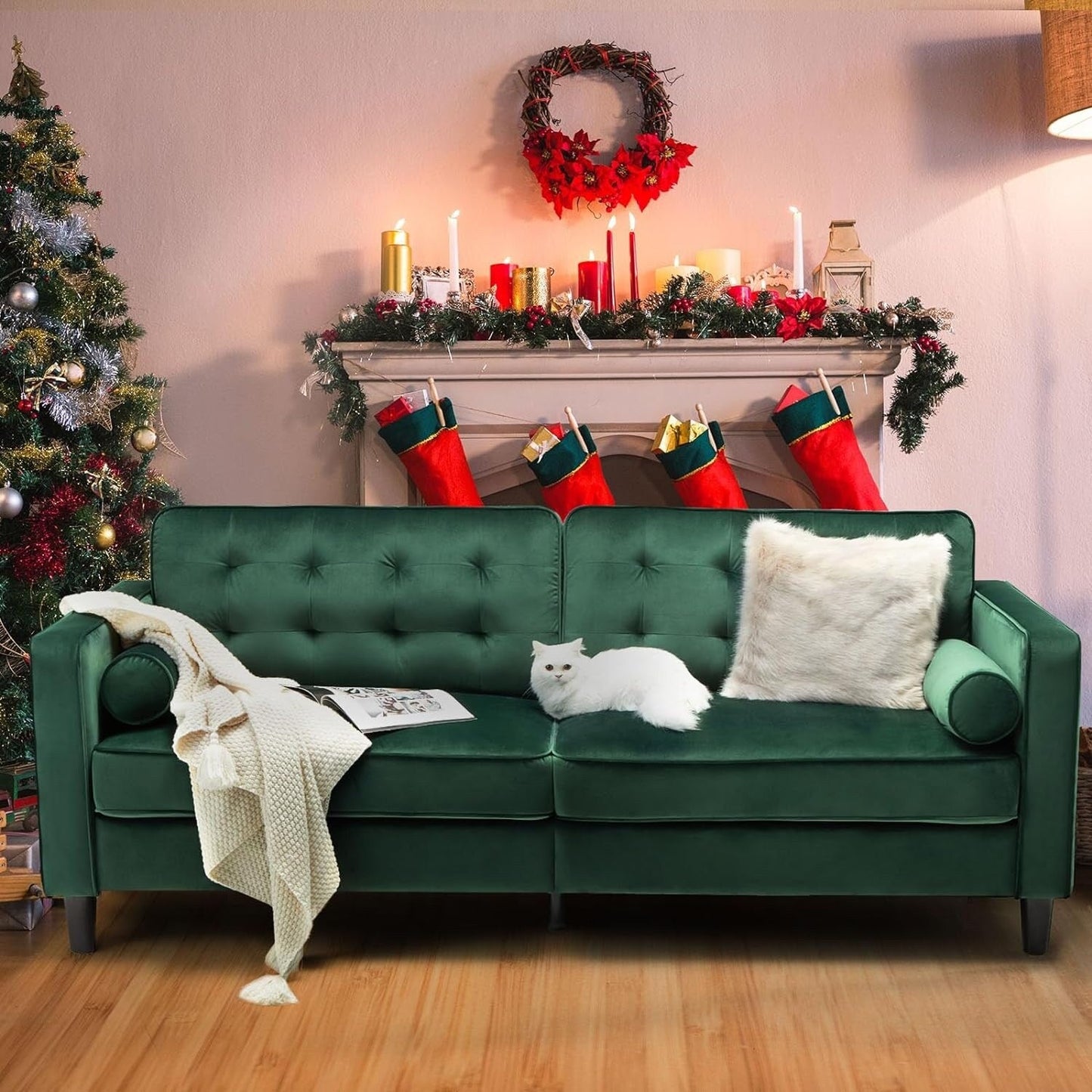 Divano moderno di metà secolo AECOJOY 84.2 con 2 cuscini di supporto