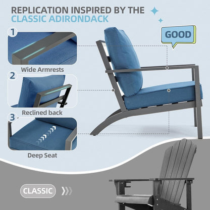 AECOJOY Set di mobili da giardino in alluminio, tavolo da conversazione e sedia per esterni