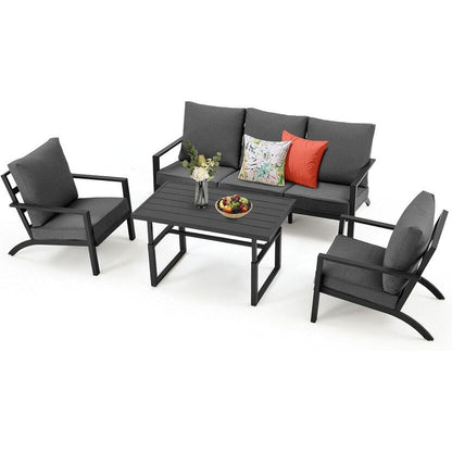 AECOJOY Set di mobili da giardino in alluminio, tavolo da conversazione e sedia per esterni