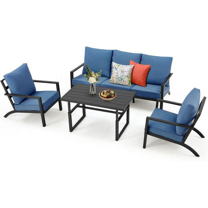 AECOJOY Set di mobili da giardino in alluminio, tavolo da conversazione e sedia per esterni