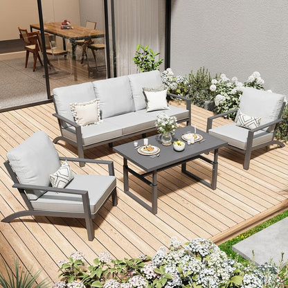 AECOJOY Set di mobili da giardino in alluminio, tavolo da conversazione e sedia per esterni