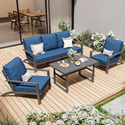 AECOJOY Set di mobili da giardino in alluminio, tavolo da conversazione e sedia per esterni