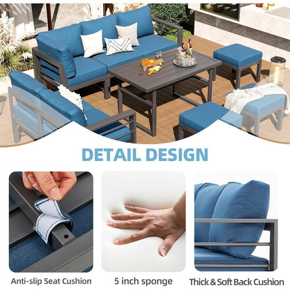 AECOJOY Set di mobili da giardino in alluminio, tavolo da conversazione e sedia per esterni