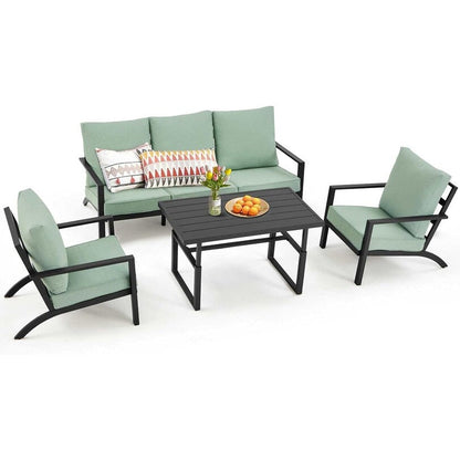 AECOJOY Set di mobili da giardino in alluminio, tavolo da conversazione e sedia per esterni