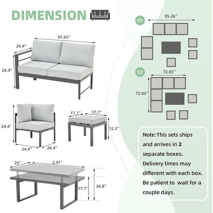 AECOJOY Set di mobili da giardino in alluminio, tavolo da conversazione e sedia per esterni