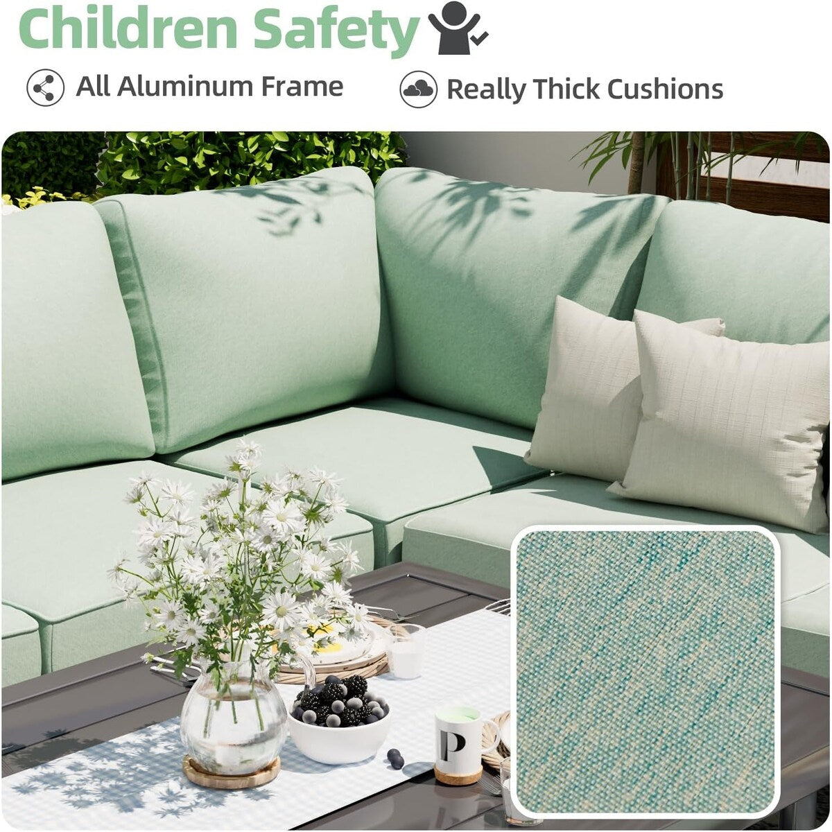 AECOJOY Set di mobili da giardino in alluminio, tavolo da conversazione e sedia per esterni