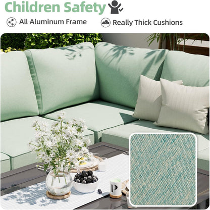 AECOJOY Set di mobili da giardino in alluminio, tavolo da conversazione e sedia per esterni