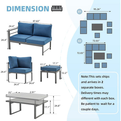 AECOJOY Set di mobili da giardino in alluminio, tavolo da conversazione e sedia per esterni