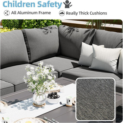 AECOJOY Set di mobili da giardino in alluminio, tavolo da conversazione e sedia per esterni