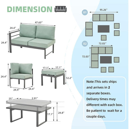 AECOJOY Set di mobili da giardino in alluminio, tavolo da conversazione e sedia per esterni