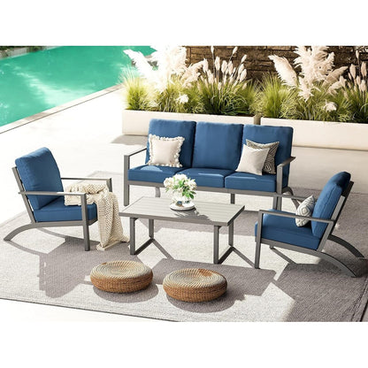 AECOJOY Set di mobili da giardino in alluminio, tavolo da conversazione e sedia per esterni