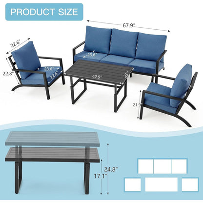 AECOJOY Set di mobili da giardino in alluminio, tavolo da conversazione e sedia per esterni