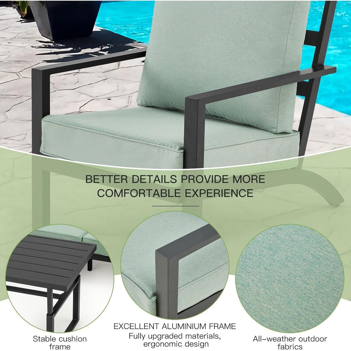 AECOJOY Set di mobili da giardino in alluminio, tavolo da conversazione e sedia per esterni