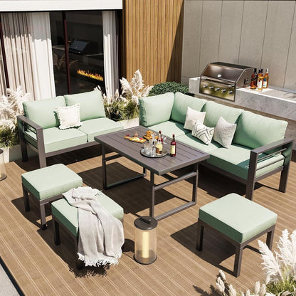 AECOJOY Set di mobili da giardino in alluminio, tavolo da conversazione e sedia per esterni