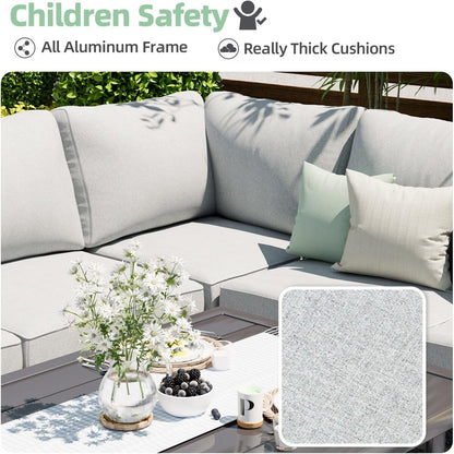 AECOJOY Set di mobili da giardino in alluminio, tavolo da conversazione e sedia per esterni