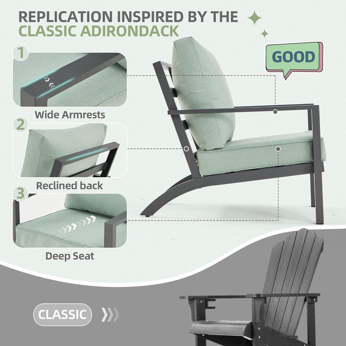 AECOJOY Set di mobili da giardino in alluminio, tavolo da conversazione e sedia per esterni