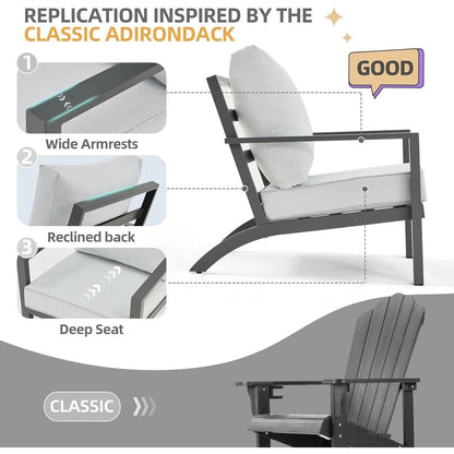 AECOJOY Set di mobili da giardino in alluminio, tavolo da conversazione e sedia per esterni