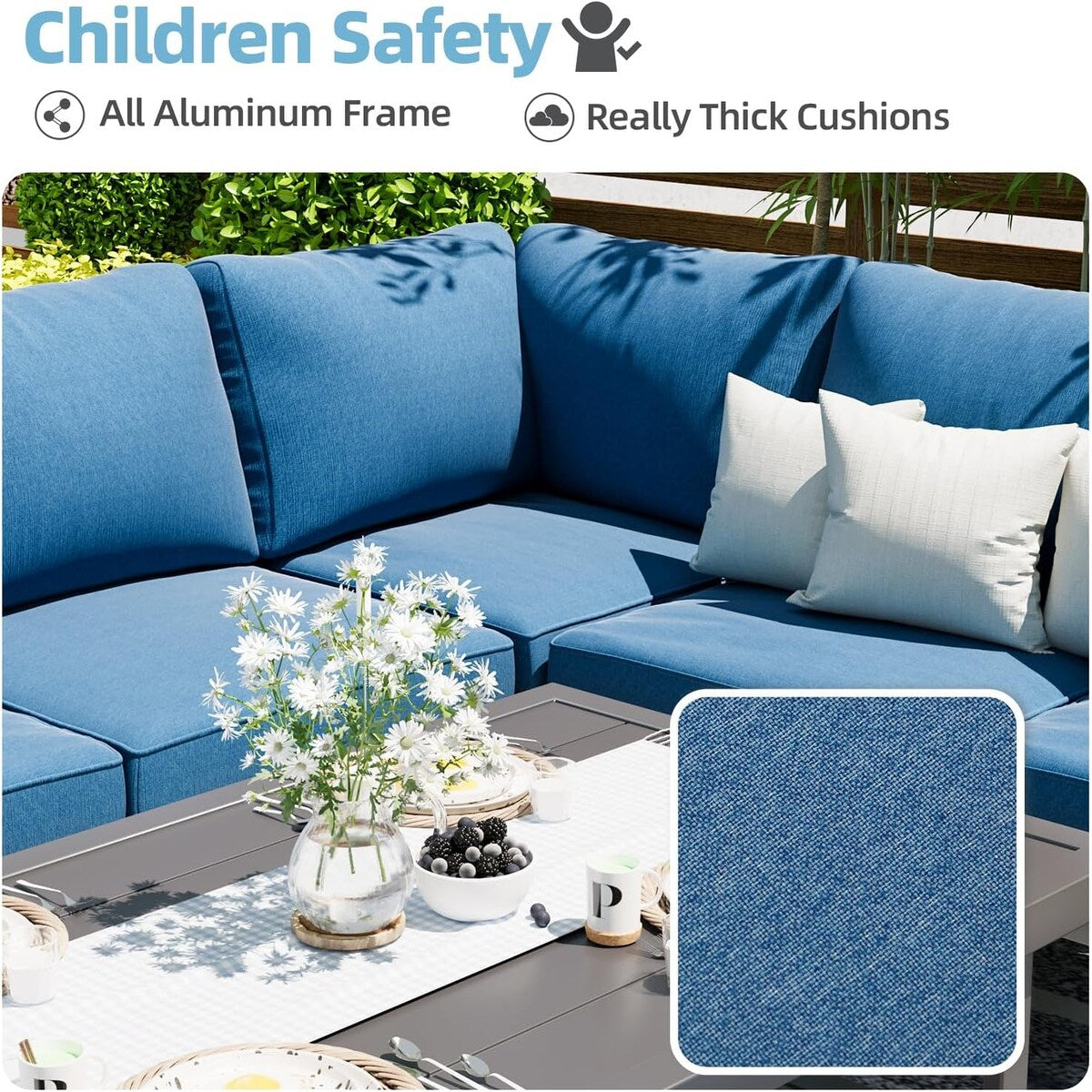 AECOJOY Set di mobili da giardino in alluminio, tavolo da conversazione e sedia per esterni