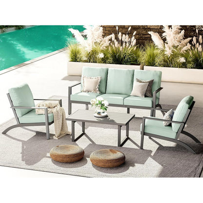 AECOJOY Set di mobili da giardino in alluminio, tavolo da conversazione e sedia per esterni