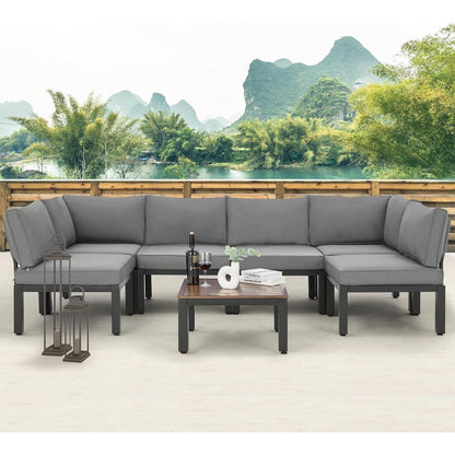 AECOJOY Set di mobili da esterno per patio Divano componibile in metallo per conversazione