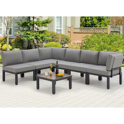 AECOJOY Set di mobili da esterno per patio Divano componibile in metallo per conversazione