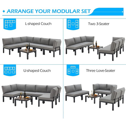 AECOJOY Set di mobili da esterno per patio Divano componibile in metallo per conversazione