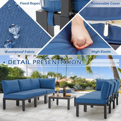 AECOJOY Set di mobili da esterno per patio Divano componibile in metallo per conversazione