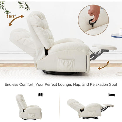 Poltrona reclinabile oversize AECOJOY, girevole a 360°, dondolo in ciniglia per adulti, moderno divano ergonomico con chaise longue