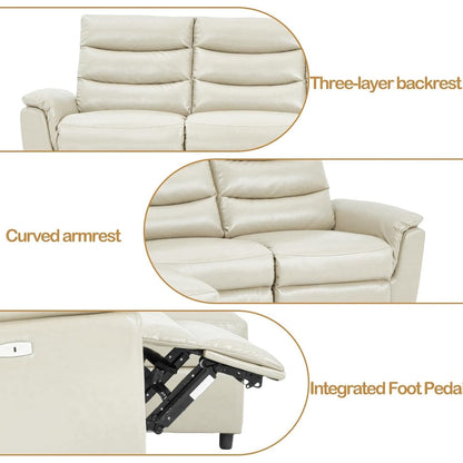 Divano componibile reclinabile elettrico AECOJOY, divano letto in pelle PU con chaise longue contenitore, schienale e poggiapiedi regolabili