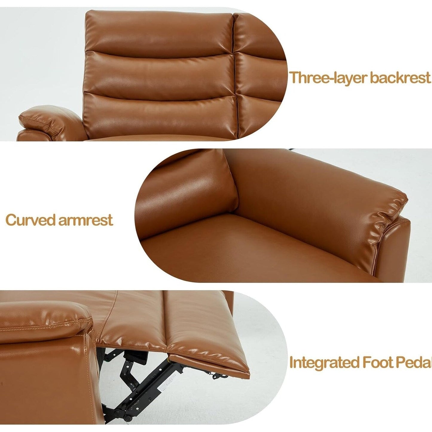 Divano componibile reclinabile elettrico AECOJOY, divano letto in pelle PU con chaise longue contenitore, schienale e poggiapiedi regolabili