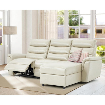 Divano componibile reclinabile elettrico AECOJOY, divano letto in pelle PU con chaise longue contenitore, schienale e poggiapiedi regolabili