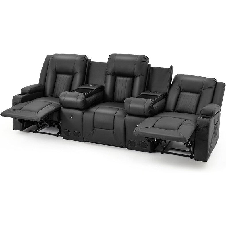 Divano reclinabile AECOJOY manuale per camper, divano reclinabile in PU per home theater con console