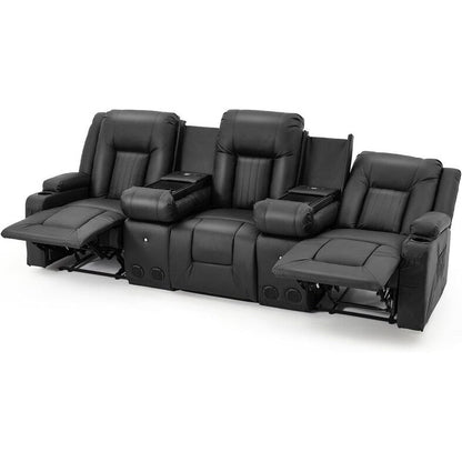 Divano reclinabile AECOJOY manuale per camper, divano reclinabile in PU per home theater con console