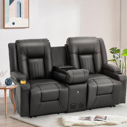 Divano reclinabile AECOJOY manuale per camper, divano reclinabile in PU per home theater con console