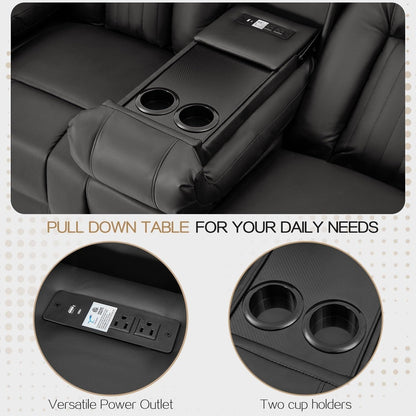 Divano reclinabile AECOJOY manuale per camper, divano reclinabile in PU per home theater con console