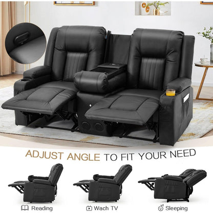 Divano reclinabile AECOJOY manuale per camper, divano reclinabile in PU per home theater con console