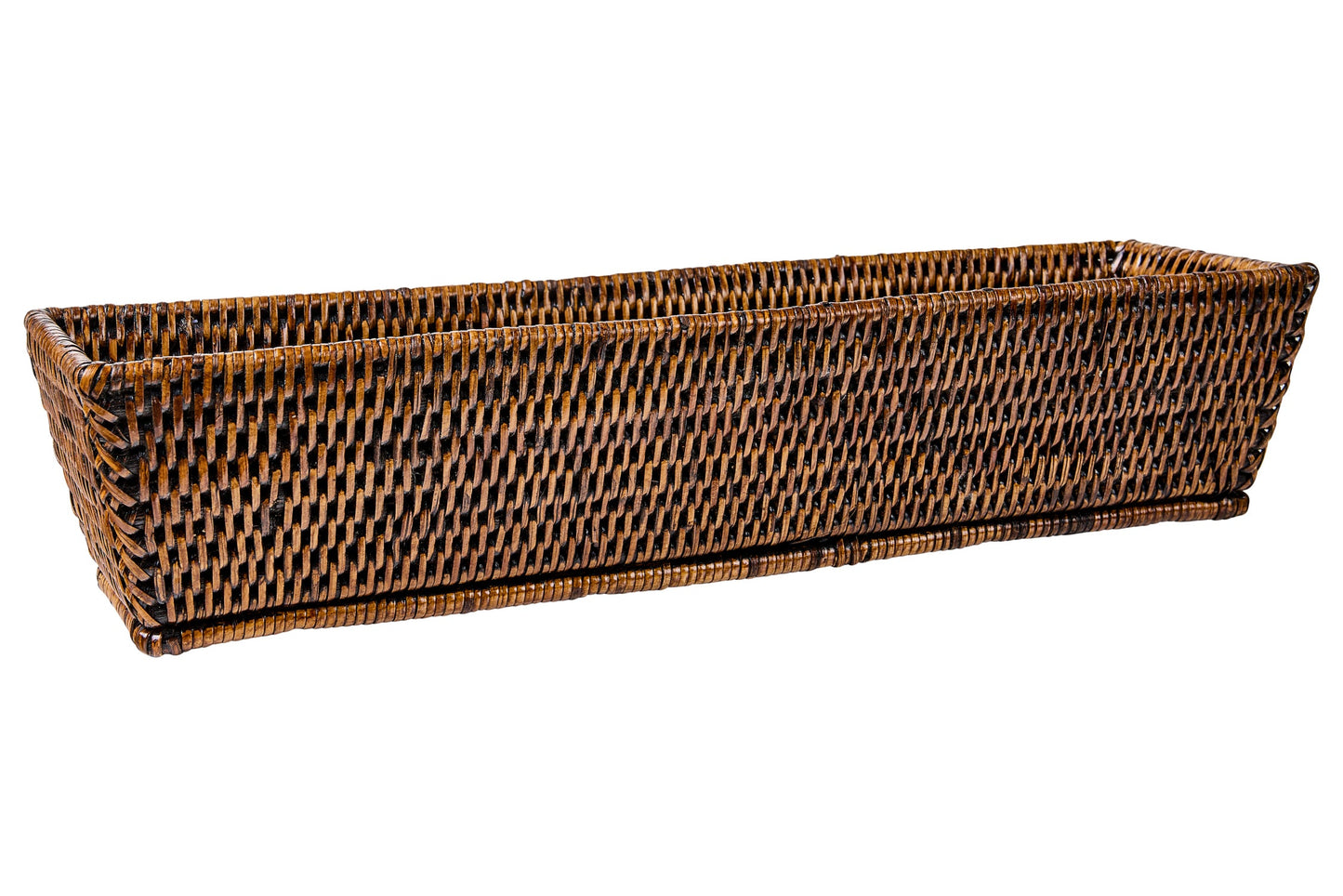 Myanmar - Cesta Rettangolare Porta Pane Centro Tavola Marrone Scuro