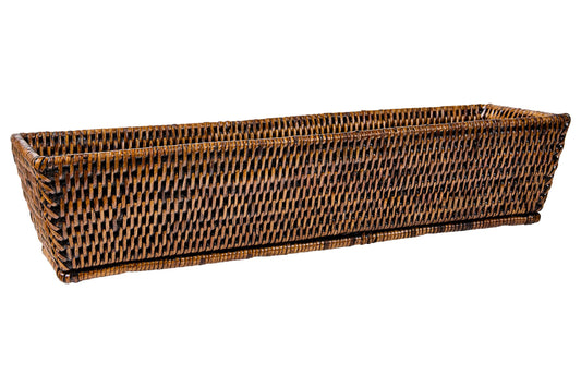 Myanmar - Cesta Rettangolare Porta Pane Centro Tavola Marrone Scuro