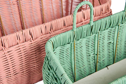 Alhoa - Cestini Da Parete Set 1/2 Verde E Rosa
