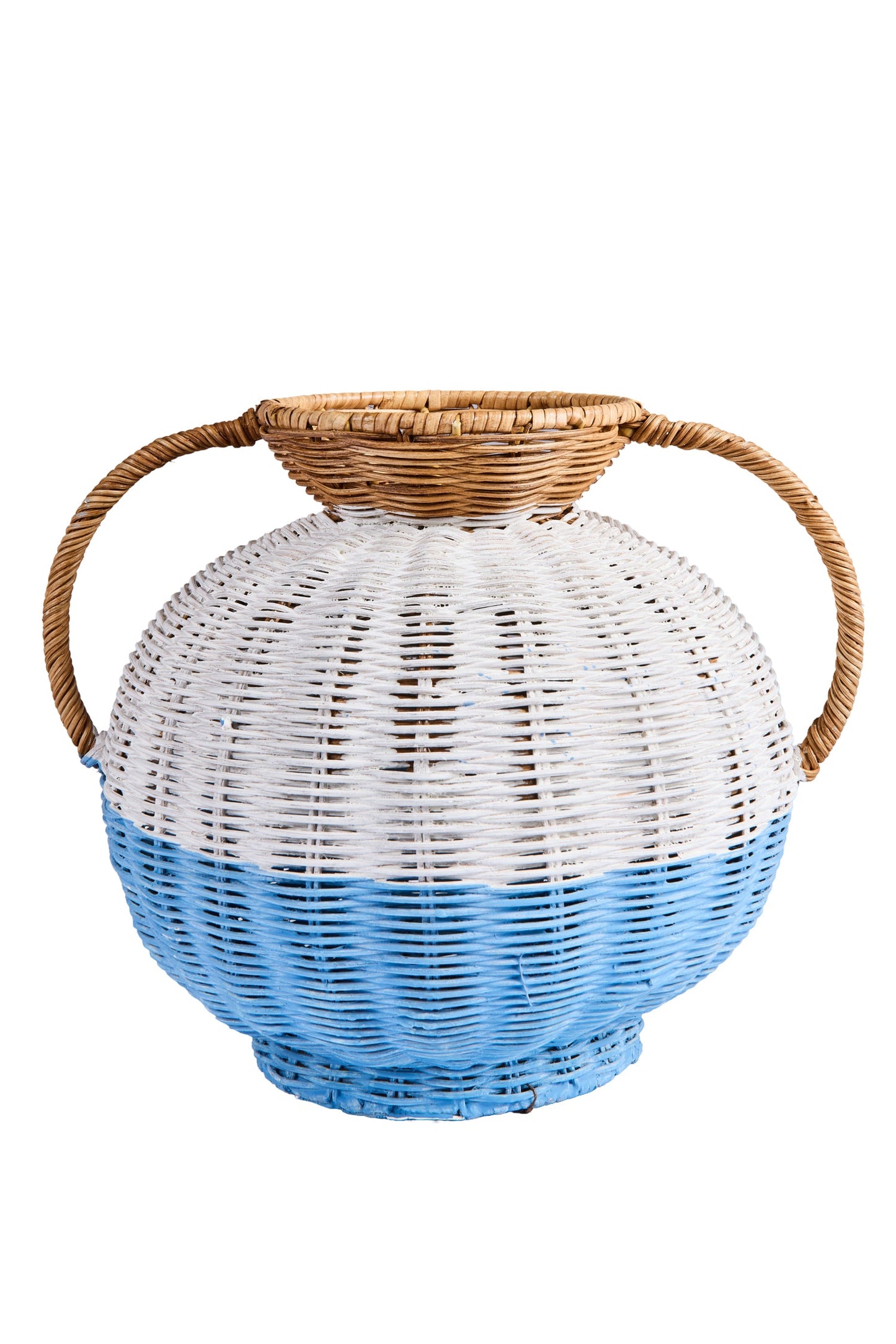 Alhoa - Anfora Bassa Rattan Azzura Naturale Bianca