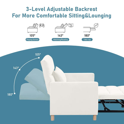 Poltrona letto Aukfa, divano letto singolo convertibile con cuscino