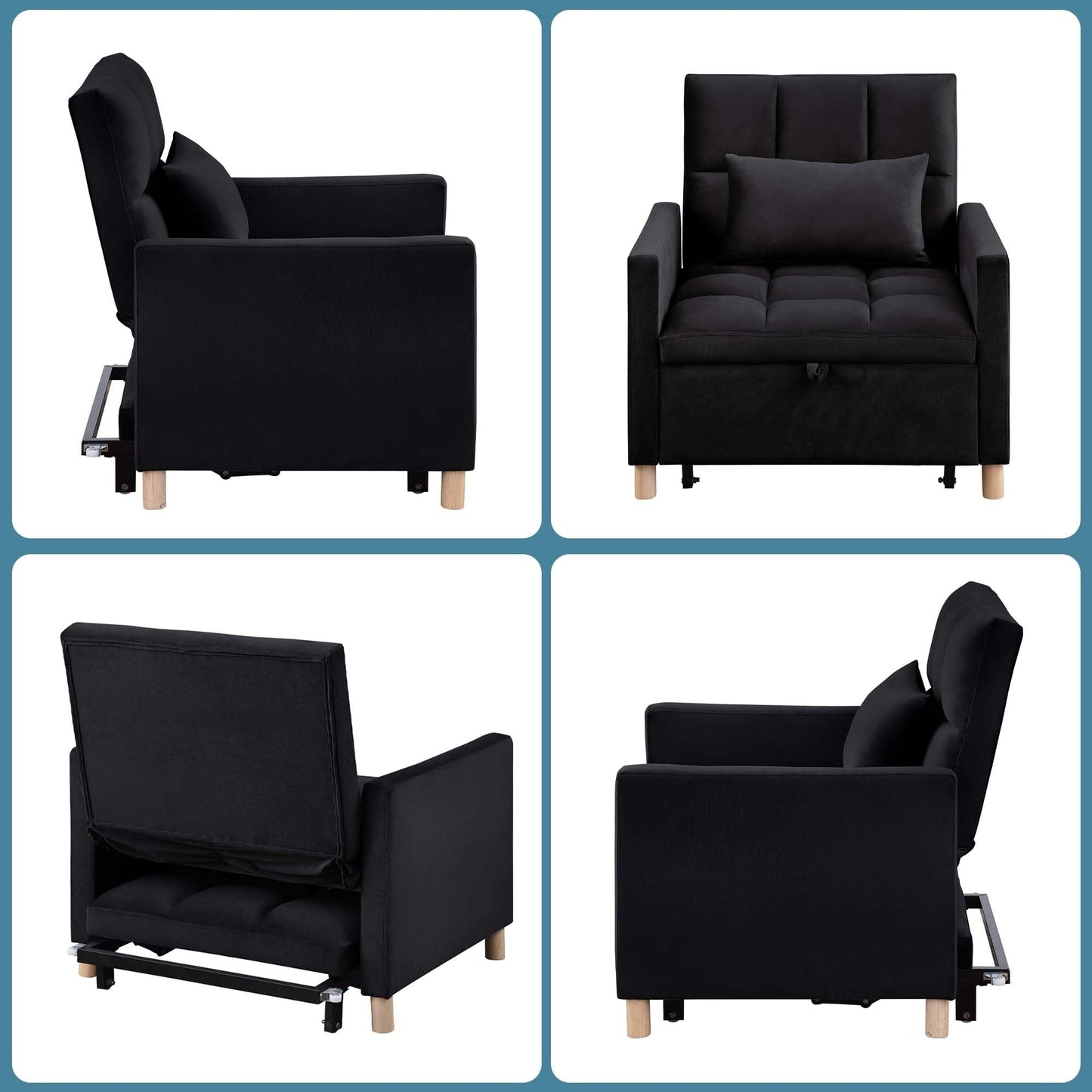 Poltrona letto Aukfa, divano letto singolo convertibile con cuscino